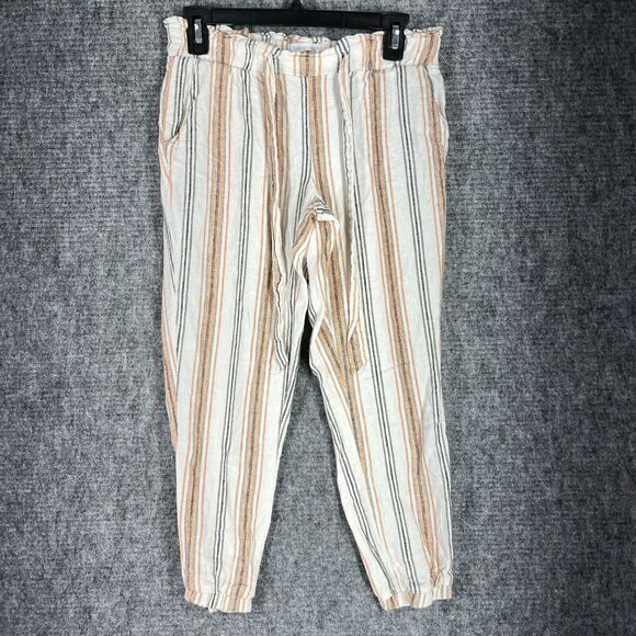 Harmony Havoc Pants Womens Medium Linen Lounge Jogger Bottoms‎ Drawstring - Picture 1 of 12